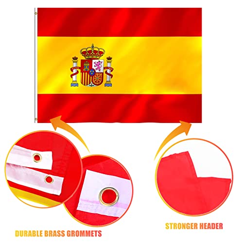 Annhao Bandera España Grande, 2pcs 90x150cms Bandera de España, Resistente a La Intemperie con 2 Ojales Metálicos, Bandera España Grande Spanish Flag