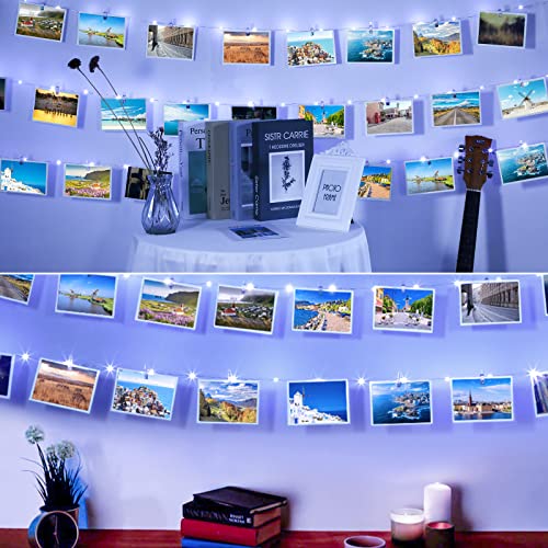Anpro Clip Cadena de Luces LED, 11m 110 LED Luces Habitacion con 50 Foto Clips & 20 Clavos de Pared para Decoración, Habitaciones, Bodas, Cumpleaños (blanco frío)