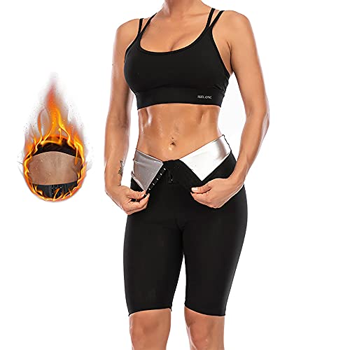 Anti Cellulite Pantalones de Jogging Ajustables de Tres Filas con Cintura Alta reductores Pantalones de quemagrasas acelerados por Yoga para Reducir de Peso Combinaison Sudation (M, Largo)