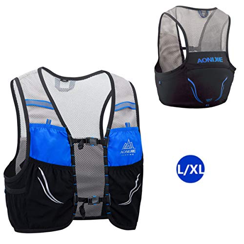 AONIJIE 2.5 L Unisex Ultra Running Chaleco de Piel Avanzada hidratación Pack para Trail Running Cycling Marathoner (Azul negro -L/XL)