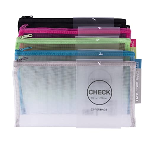 APLI 18025 - Bolsa nylon - Zipper bag - Portatodo nylon transpirable - Tamaño"Check" - 230 x 130 mm - Envío color aleatorio