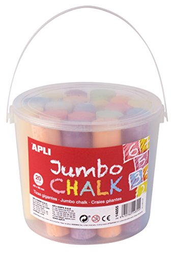 APLI Kids - Caja Tiza Jumbo Redonda, Colores Surtidos, 20 Uds, 25 x 105 mm