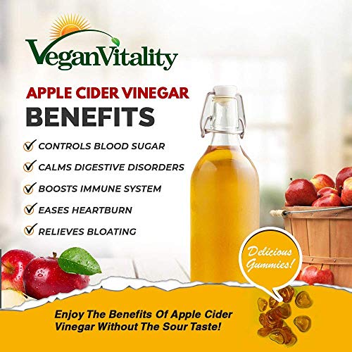 Apple Cider Vinegar Gummies LIBRES DE AZÚCAR, Alternativo a las Cápsulas de Vinagre de Manzana, Gomitas Veganas ACV Enriquecidas con Superalimentos y Vitamina B6 y B12