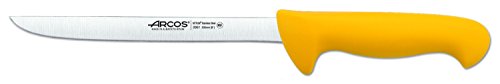 Arcos Serie 2900, Cuchillo Fileteador Flexible, Hoja de Acero Inoxidable Nitrum de 200 mm, Mango inyectado en Polipropileno Color Amarillo