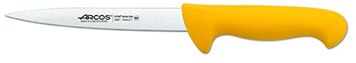 Arcos Serie 2900, Cuchillo Lenguado Flexible, Hoja de Acero Inoxidable Nitrum de 170 mm, Mango inyectado en Polipropileno Color Amarillo