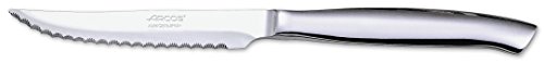 Arcos Serie Cuchillos de Mesa - Juego 4 uds Cuchillo Chuletero, Hoja Serrada de Acero Inoxidable de 110 mm, Cuchillo Monoblock Acero Inoxidable, Color Plata