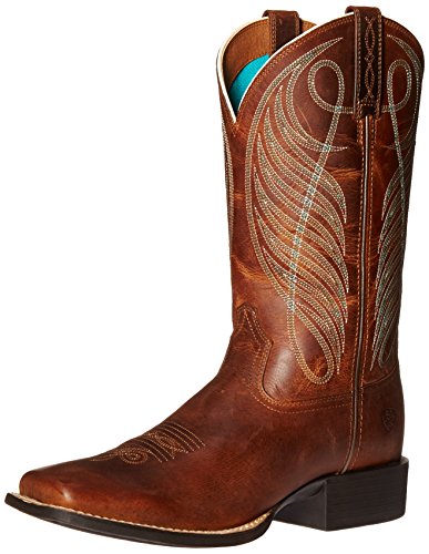 Ariat Women's Round Up Wide Square Toe Western Cowboy Boot, Powder Brown, 7 B US