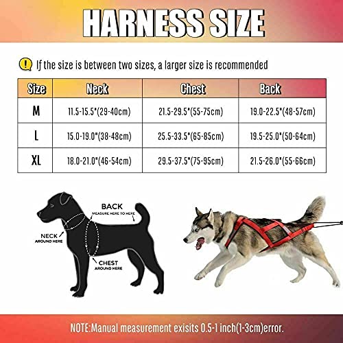 Arnés de trineo para perros Mascotas de peso tirando de trineo Arnés Mushing X Back Harness (rojo, L)