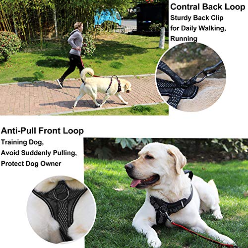 Arnés reflectante para perro sin tirar, ajustable, clip frontal, resistente, seguro, arnés de control suave para perros pequeños, medianos y grandes