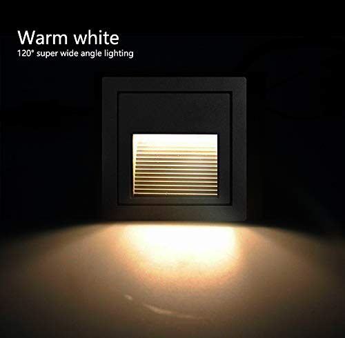 Arote - Juego de 4 lámparas led empotrables de pared iluminacion escalera led escalera empotrables (3 W, aluminio, 230 V, luz blanca cálida, IP65, impermeable), color negro