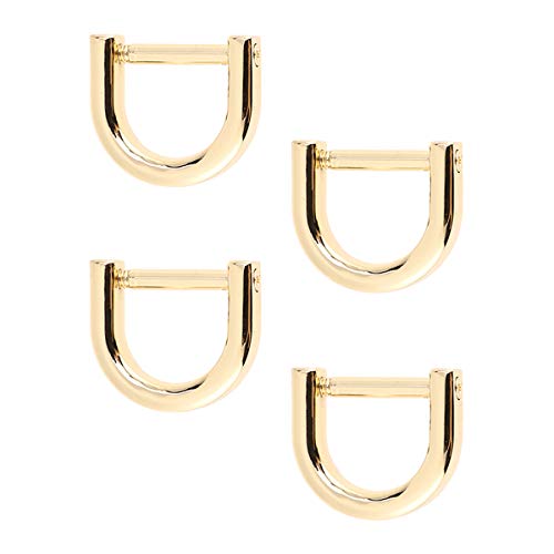 Artibetter anillos en D atornillados en forma de herradura con grillete en forma de U anillo en D diy artesanía de cuero monedero llavero accesorios para correa 4 piezas (oro)