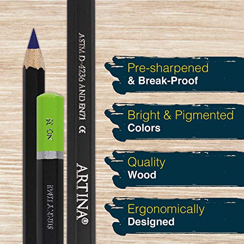 Artina lápices acuarelables Aquarilo Set de 72 lápices - Juego XL profesional de lápices de colores de madera FSC de alta pigmentación y solubles en agua - para dibujo y pintura