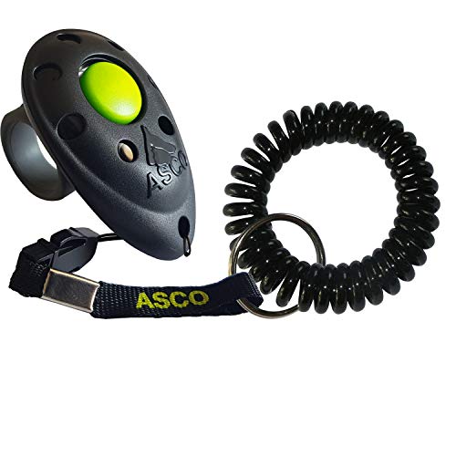 ASCO Clicker prémium Pulsera para el Brazo para Entrenamiento, clicker Profesional para Perros Gatos Caballos, adiestramiento de Perros con clicker, Negro AC01FS