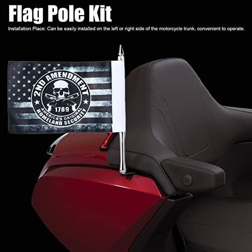 Asta de Bandera Americana de Motocicleta, Kit de Montaje de Mástil de Bandera de Tapa de Maletero 2 Piezas de Moda con Bandera de Seguridad Nacional para Modificación