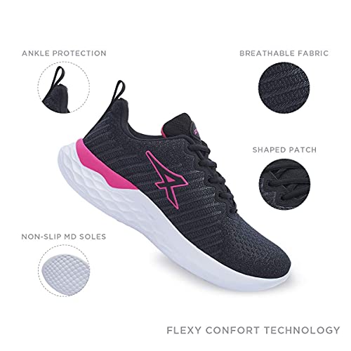 ATHIX Compaction Flexy - Zapatillas de Correr para Mujer, Negro (Negro/Rosado), 37 EU - Zapatillas cómodas y Transpirables