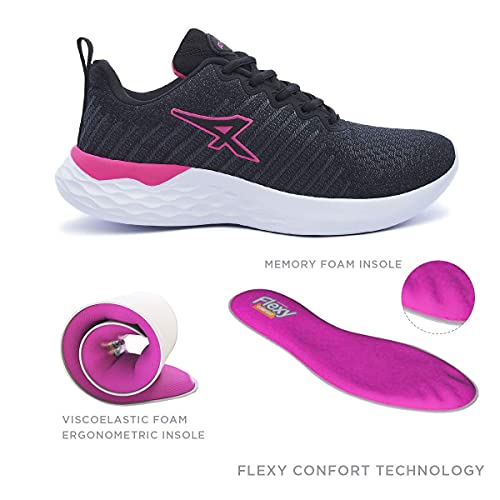 ATHIX Compaction Flexy - Zapatillas de Correr para Mujer, Negro (Negro/Rosado), 37 EU - Zapatillas cómodas y Transpirables