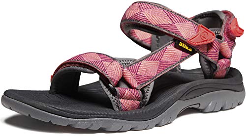 ATIKA Sandalias de senderismo para mujer con sistema de dedos cerrados, ligeras sandalias deportivas adecuadas para caminar, trailing, senderismo, zapatos de agua en verano, W111 1pack Peach, 36 EU