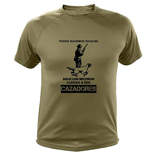 AtooDog Camisetas Personalizadas de Caza, Todos nacemos Iguales, Cazador - Ideas Regalos (30139, Verde, L)