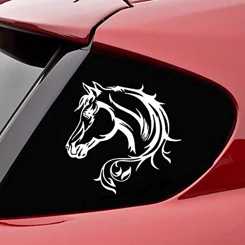 Auleset Etiqueta engomada de la cabeza del caballo para el coche, pegatinas autoadhesivas de la decoración exterior, impermeable reflectante animal patrón TRIM calcomanía blanca