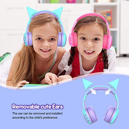 Auriculares Bluetooth para niños, Auriculares Plegable para niños con 85dB Volumen Limitado, Auriculares Ajustable y Plegable con micrófono, niñas y niños, Púrpura New Version