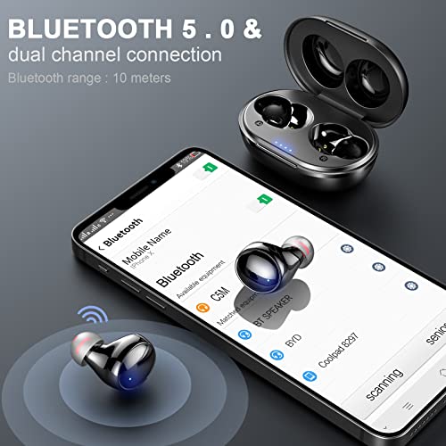 Auriculares Inalambricos, Auriculares Bluetooth 5.0 con Micrófono Cancelación de Ruido, HiFi Estéreo in Ear Cascos Inhalabricos Tipo C Caja de Carga Mini para iOS Android PC IP7 Impermeable Deportivos
