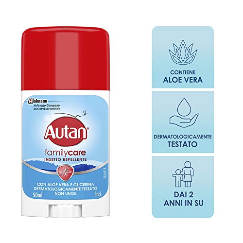 AUTAN Family Care - Barra Repelente de Mosquitos de Acción Inmediata con Icaridina y Aloe Vera, Pack of 1 x 50 ml,