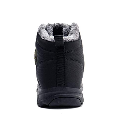 Axcone Hombre Mujer Botas de Nieve Invierno Aire Libre Trekking Zapatos Impermeable Antideslizante Calientes Botines Planas Negro 39EU