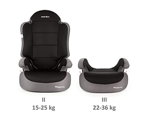 BABYLON silla coche grupo 2-3 Magnet Fix. Alzador coche niño 15-36 kg (3 a 12 años). Silla coche grupo 2-3 isofix ECE R44/04 Gris