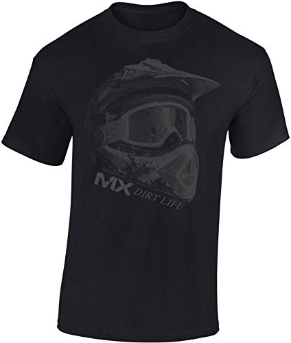 Baddery Camiseta: MX Dirt Life - Regalo Motero-s - T-Shirt Biker Hombre-s y Mujer-es - Motocicleta - Bike - Moto-Cross - Moto - Moto-X- Motociclismo - Downhill - Casco - Freestyle - Diabolo (M)