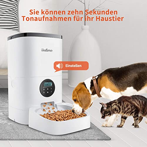 Balimo Duke Comedero automático para Gatos y Perros, 4 litros, dispensador automático de Comida con Temporizador, Pantalla LCD y grabación de Sonido