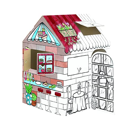 Bankers Box Casa de Juegos de cartón para niños, Manualidades para Colorear, Casa de Dulces, 100% reciclable, Certificado FSC, Color Blanco