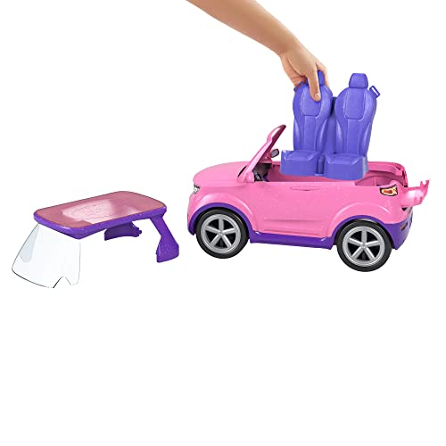 Barbie Dreamhouse Coche musical rosa con purpurina, vehículo de juguete para muñecas, regalo para niñas y niños +3 años (Mattel GYJ25)