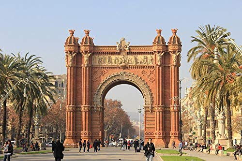 Barcelona España Monumentos Arco del Triunfo Palms Street Puzzle para Adultos niños 1000 Piezas Juego de Rompecabezas de Madera Regalo decoración del hogar Recuerdo Especial de Viaje