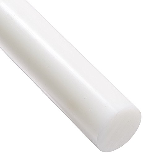 Barra redonda Nylon 6, color blanco translúcido, 16 mm de diámetro x 300 mm de largo, grado 6