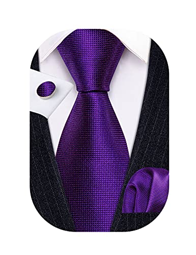 Barry.Wang Juego de corbatas para hombre, color liso, pañuelo y gemelos, para boda formal