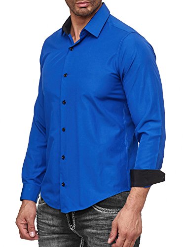 Baxboy - Camisa de manga larga para hombre, de corte ajustado, fácil de planchar, para trajes, trabajo, bodas, tiempo libre, R-44 Sax L