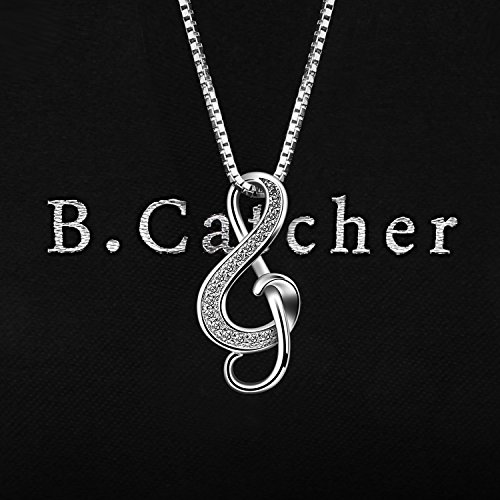 B.Catcher Collar Mujer Plata de Ley 925 ''Eres la luz de mis Ojos'' con para Regalo San Valentín Originales Cadena 45cm Longitud (Nota Musical)