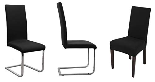 BEAUTEX Juego de 6 Fundas para sillas de Jersey, Funda elástica elástica de algodón bielástica, Color Seleccionable, Negro