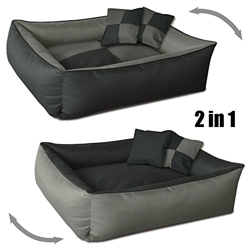 BedDog® 2en1 colchón para Perro MAX Quattro XXL Aprox. 120x85 cm, 8 Colores, Cama, sofá,Cesta para Perro, Antracita/Gris