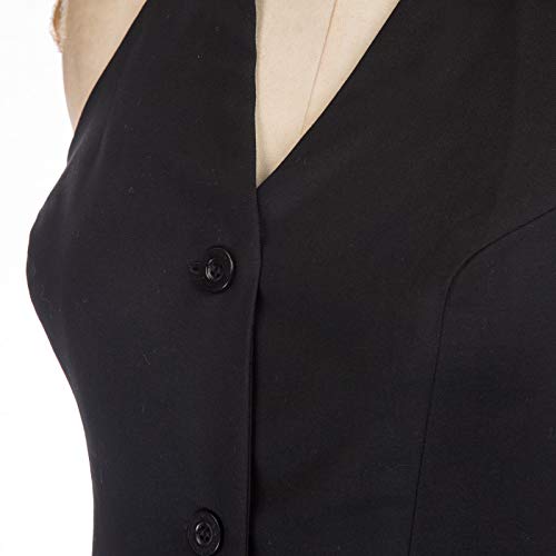 Belle Poque Chaleco con correa ajustable retro Abrigo Chaleco con botones para mujer Negro (Color sólido) Grande