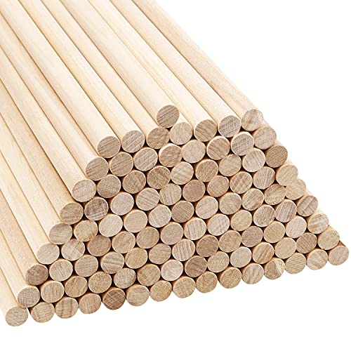 Belle Vous Palo Madera Redondo Natural (Pack de 100) - 18 cm de Largo Varas de Madera Extra Largas Sin Terminar - 12 mm de Grosor - Palos de Madera Redondos, Manualidades, Decoraciones, Arte