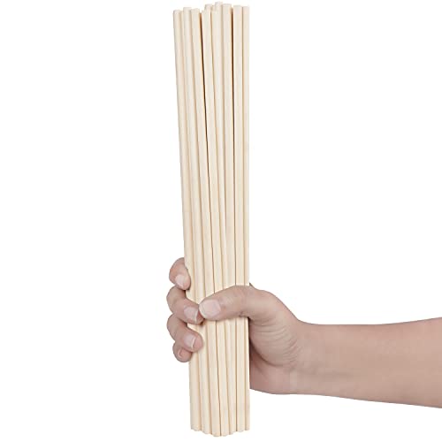 Belle Vous Palo Madera Redondo Natural (Pack de 100) 30 cm de Largo - Varas de Madera Extra Largas Sin Terminar - 6 mm de Grosor - Varilla Madera para Manualidades, Decoraciones, Arte