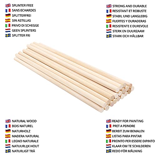 Belle Vous Palo Madera Redondo Natural (Pack de 100) 30 cm de Largo - Varas de Madera Extra Largas Sin Terminar - 6 mm de Grosor - Varilla Madera para Manualidades, Decoraciones, Arte