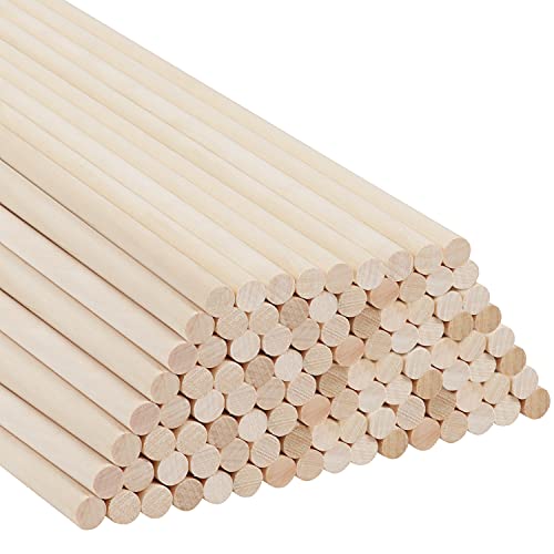 Belle Vous Palo Madera Redondo Natural (Pack de 100) 30 cm de Largo - Varas de Madera Extra Largas Sin Terminar - 6 mm de Grosor - Varilla Madera para Manualidades, Decoraciones, Arte