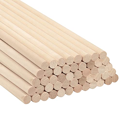 Belle Vous Palo Madera Redondo Natural (Pack de 50) - 30 cm de Largo Varas de Madera Extra Largas Sin Acabado 10 mm de Grosor - Palos Redondos de Madera para Manualidades, Decoración