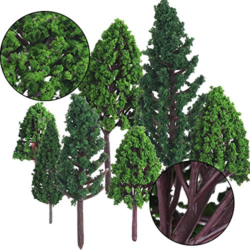 Bememo 22 Piezas de Modelo de Árbol 3 - 16 cm de Árboles de Modelo Mezclados Árboles de Tren Árbol Diorama de Paisaje de Ferrocarril Árboles de Arquitectura para DIY Paisaje, Verde Natural
