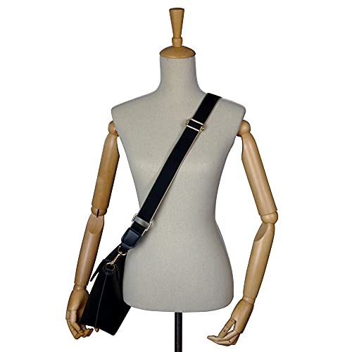 BENAVA Correa de hombro para bolso negro y gris ajustable de algodón ancho, dorado (Negro) - 100108