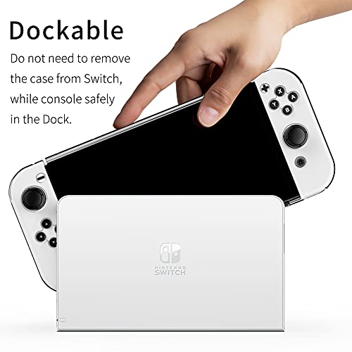 Benazcap Carcasa Compatible con Nintendo Switch OLED, Cabe en La OLED Dock, Funda Protectora Ultradelgada, Liviana,Resistente,Antiarañazos,Interruptor Acoplable,Transparente
