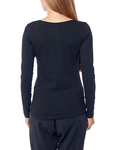Berydale Camiseta de manga larga con cuello redondo de 100 % algodón, Mujeres, Negro / Blanco / Azul marino (paquete de 3), L