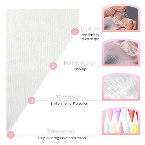 Beunyow Mangas Pasteleras Desechables, 100pcs 41cm Bolsas de Pastelería de Plástico Manga Repostería DIY Decoración de Pasteles Herramientas para Hornear Bizcocho, Galleta, Cupcake y Hojaldre